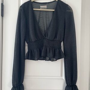 Urban Outfitters Black Smocked Blouse